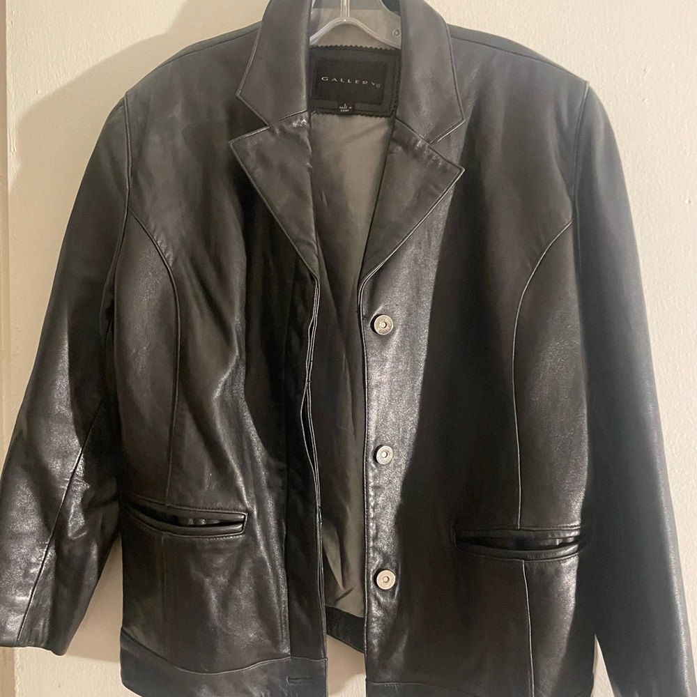 Black Gallery Leather Jacket size L EUC - Picture 13 of 16
